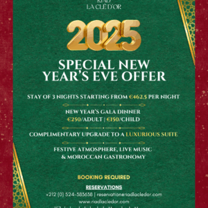 Dîner de gala du Nouvel An au Riad La Clé d’Or Marrakech avec musique live et ambiance festive